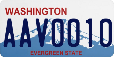 WA license plate AAV0010