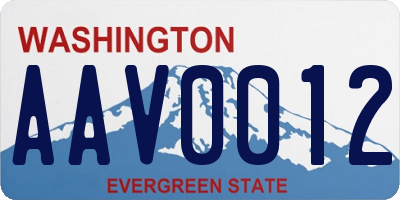 WA license plate AAV0012