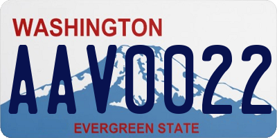 WA license plate AAV0022