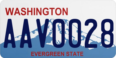 WA license plate AAV0028