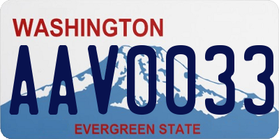 WA license plate AAV0033