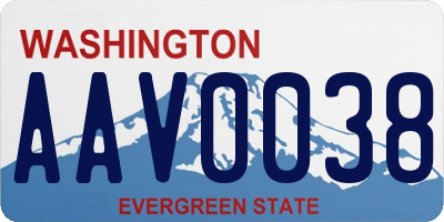 WA license plate AAV0038