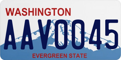 WA license plate AAV0045