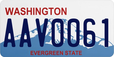 WA license plate AAV0061