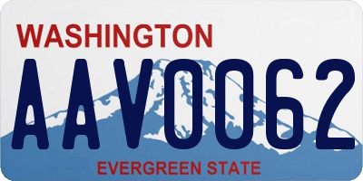 WA license plate AAV0062