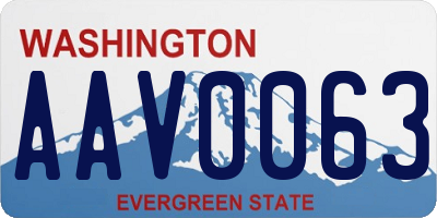 WA license plate AAV0063