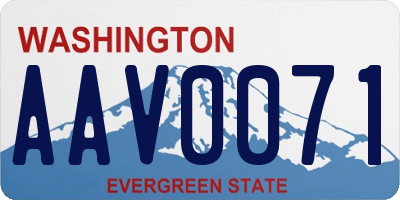 WA license plate AAV0071