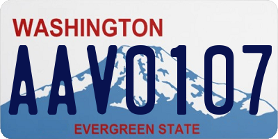 WA license plate AAV0107