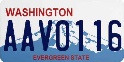 WA license plate AAV0116