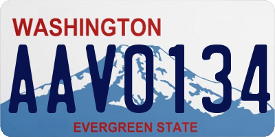 WA license plate AAV0134