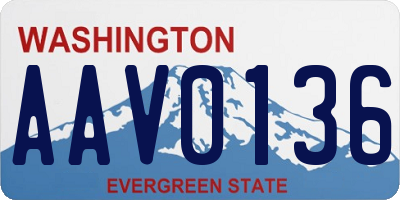 WA license plate AAV0136