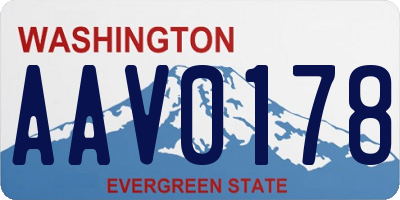 WA license plate AAV0178