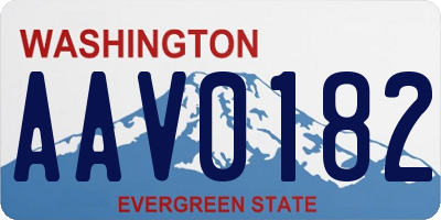 WA license plate AAV0182