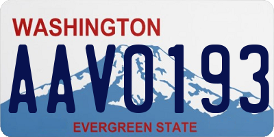 WA license plate AAV0193