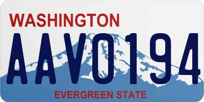 WA license plate AAV0194