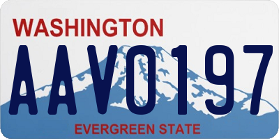 WA license plate AAV0197