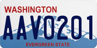 WA license plate AAV0201