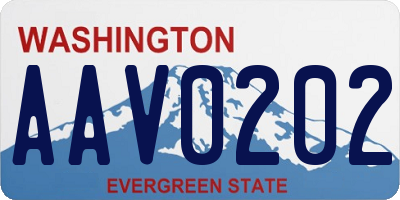 WA license plate AAV0202