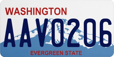 WA license plate AAV0206