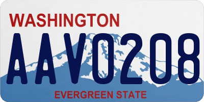WA license plate AAV0208