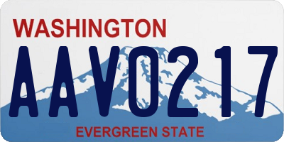 WA license plate AAV0217