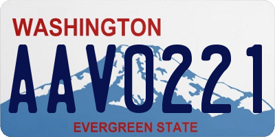 WA license plate AAV0221