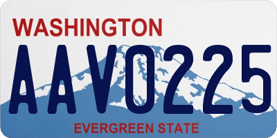 WA license plate AAV0225