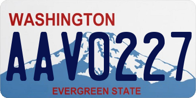 WA license plate AAV0227