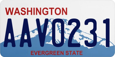 WA license plate AAV0231