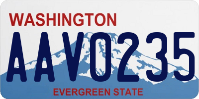 WA license plate AAV0235