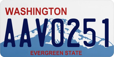 WA license plate AAV0251