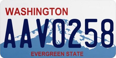 WA license plate AAV0258