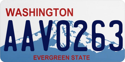 WA license plate AAV0263