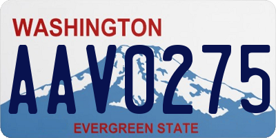 WA license plate AAV0275