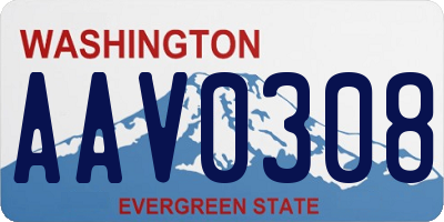 WA license plate AAV0308