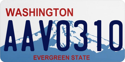 WA license plate AAV0310