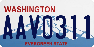 WA license plate AAV0311