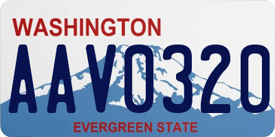 WA license plate AAV0320