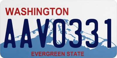 WA license plate AAV0331