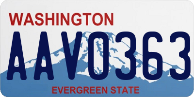 WA license plate AAV0363