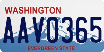 WA license plate AAV0365