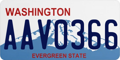 WA license plate AAV0366