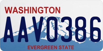 WA license plate AAV0386