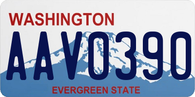 WA license plate AAV0390