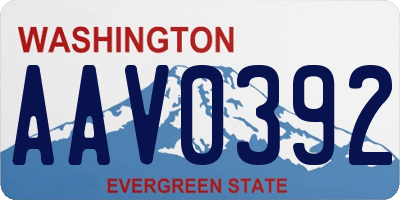 WA license plate AAV0392