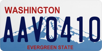 WA license plate AAV0410