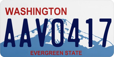 WA license plate AAV0417