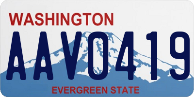 WA license plate AAV0419
