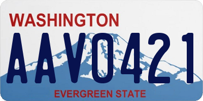 WA license plate AAV0421