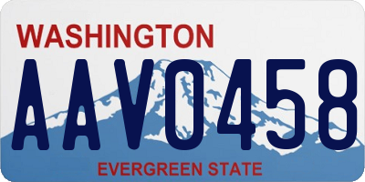 WA license plate AAV0458